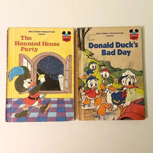 Vintage  80s Walt Disney Books Haunted House Party and Donald Ducks Bad Day